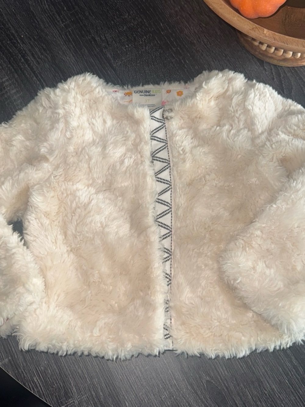 OshKosh B'gosh Plush Cream Faux-Fur Pea Coat for Kids
